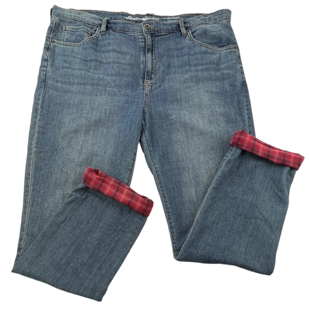 Eddie Bauer Jeans 18 Tall Boyfriend Relaxed Flannel Lined Winter Pants